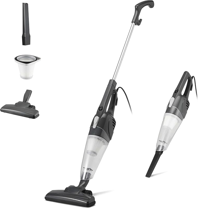 Amazon basics — aspirador 2 em 1 com fio, motor eco, filtro hepa, baixo peso
