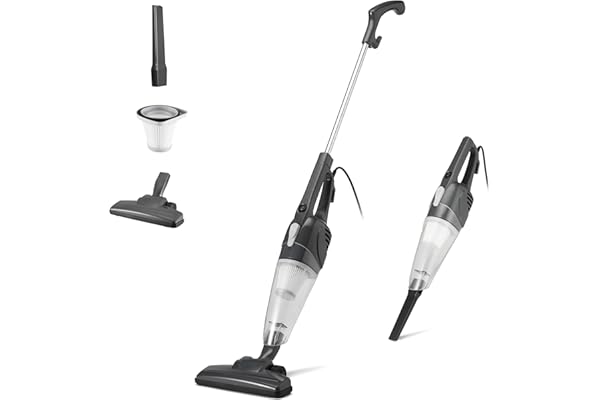 Amazon Basics 2-in-1 Corded Stick Vacuum Cleaner, Convertible to Handheld, Lightweight (3.9 LBS), with Washable Filter, Crevi