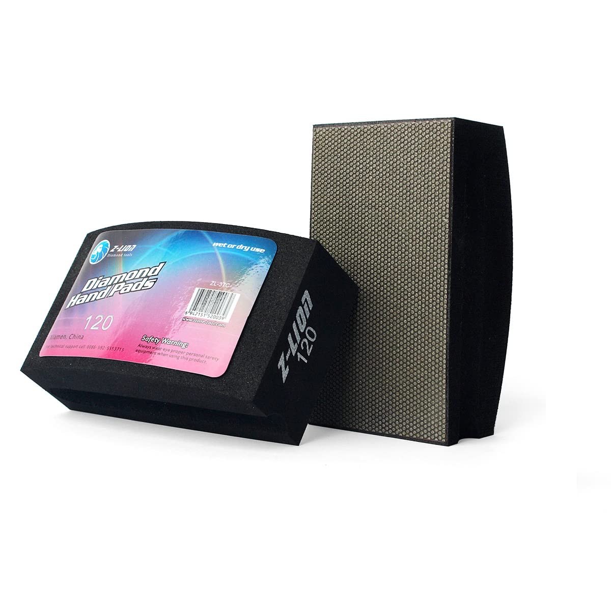 Boxonly Electroplated Diamond Sanding Blocks 120 Grits Arc Shape Back Polishing Grinding Hand Pads Block for Granite Marble Glass Stone