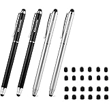 iDream365 3-in-1 Universal Touch Stylus Pen for All Touch Screens Smartphones,Tablets PC+24 Rubber Tips(Pack of 4)-2Black,2Si