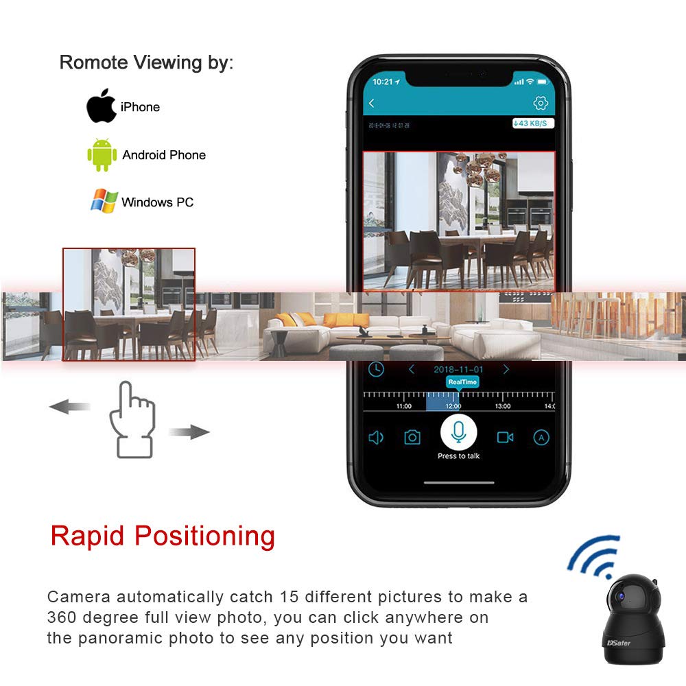 Pet Camera, WiFi Camera with 2 Way Audio, 2.4ghz 1080P HD Indoor WiFi IP Cameras for Home Security, Night Vision Wireless Camera with Motion Detection for Dogs Baby from DSafer, Black