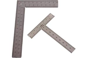 Ｂｅｓｇａ 2Pcs Stainless Steel Metal Ruler Drafting Tool Education Supply 90 Degree Portable T Shaped Measuring Tool for Office H