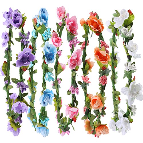 Hestya 5 pieces mixed color boho flower headband floral crown gar…