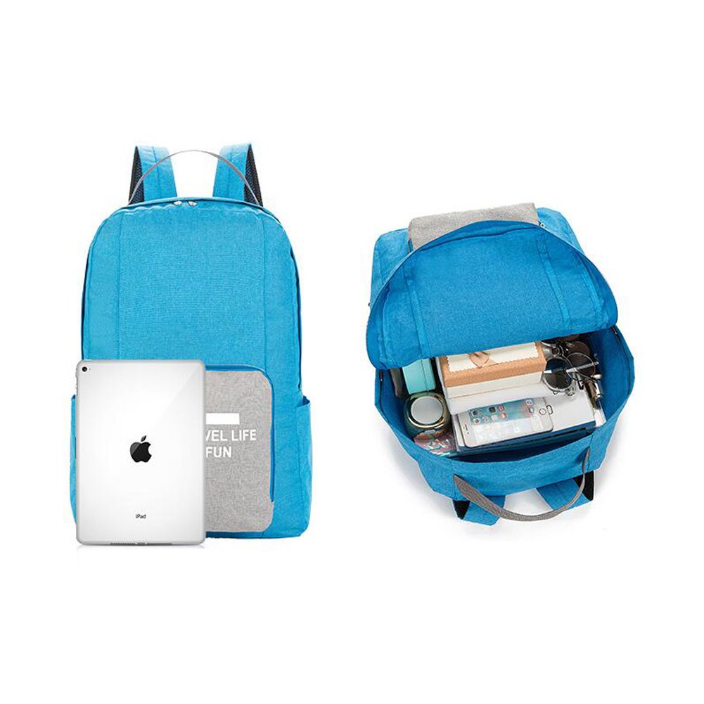 Vinmax Folding Travel Backpack Portable Canvas Bag - Best for Travelling, Hiking, Camping, Sports and Outdoors - laptop backpack-Durable Daypac (Light Blue)