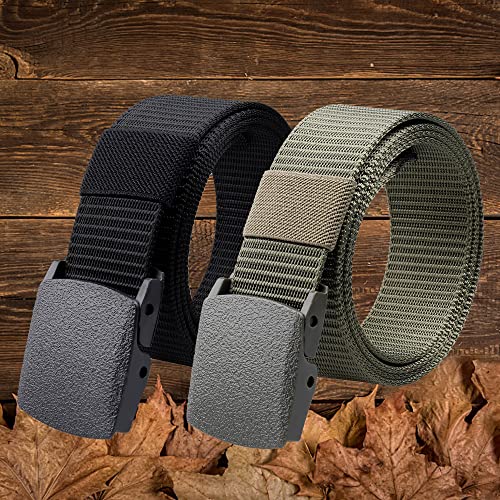 Tactical Belt, Military Style Gun Belt Nylon Canvas Breathable Men Waist Belt with Plastic Buckle