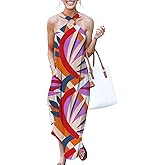 ANRABESS Women Summer Halter Neck Sundress Sleeveless Split Side Casual Beach Travel Vacation Maxi Long Dress with Pockets