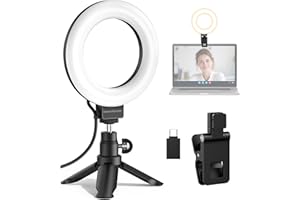 InnoGear 5" 60 LED Selfie Ring Light for Video Conference Lighting, On-Camera Video Lights Desktop Clip on Webcam Light Kit with Desk Tripod for Monitor Laptop Computer Zoom Call Live Streaming