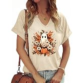 Womens Flowers V Neck Shirt Vintage Boho Floral Wildflowers Graphic Tees Casual Cottagecore Short Sleeve T Shirts