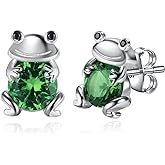Saida, Frog Earrings 925 Sterling Silver for Women Teen Girls Animal Lover Stud Earrings Jewelry Birthday Gift