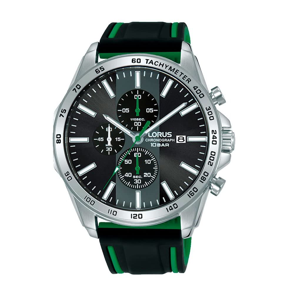 Lorus Quartz Watch, Black-Green, Sports