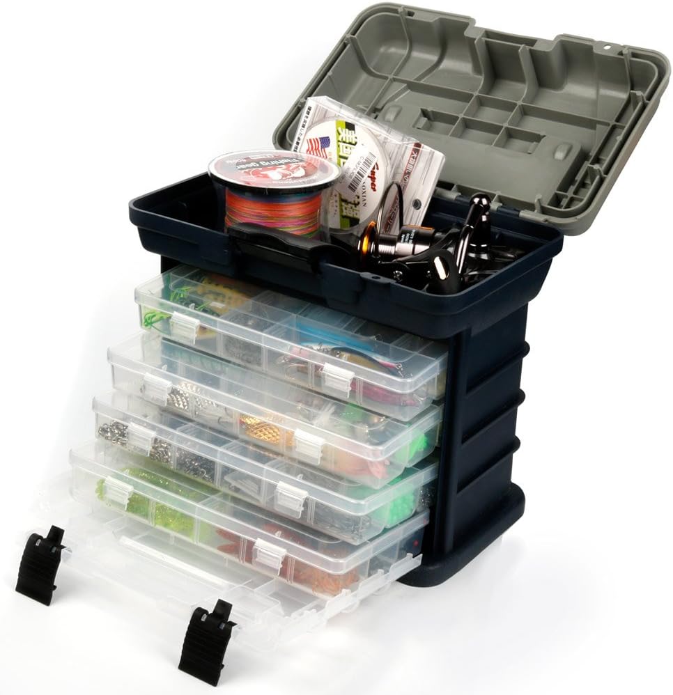Sougayilang Fishing Tackle Box Portable 4 Layers Fishing Box Sea Boat Fishing Accessory Box Case with Handle Utility Box-Small Size : Sports & Outdoors