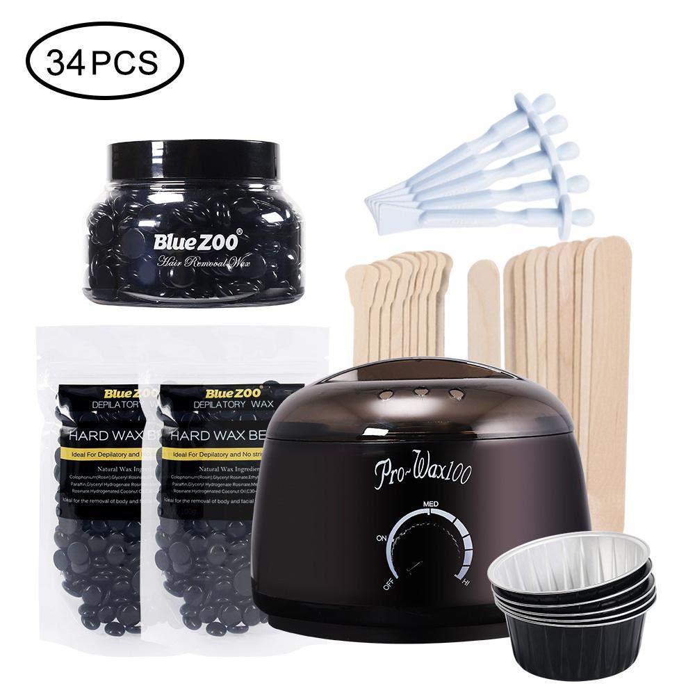 Zowam Wax Warmer Hair Removal Kit With Hard Wax Beans Home Waxing