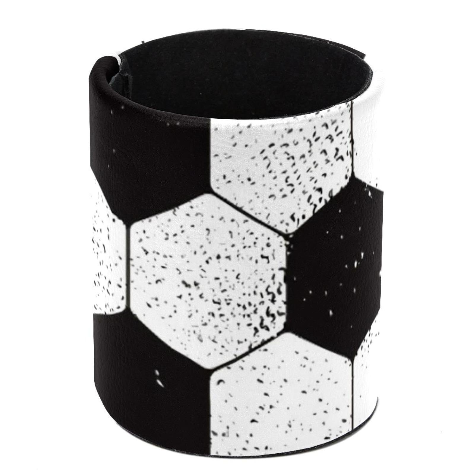 Eslifey Pen Holder Round Pencil Holder for Desk, Soccer Football Pattern Pen Pot Pen Cup Makeup Brushes Holder Stand Display Desk Stationery Organiser for Home Office School