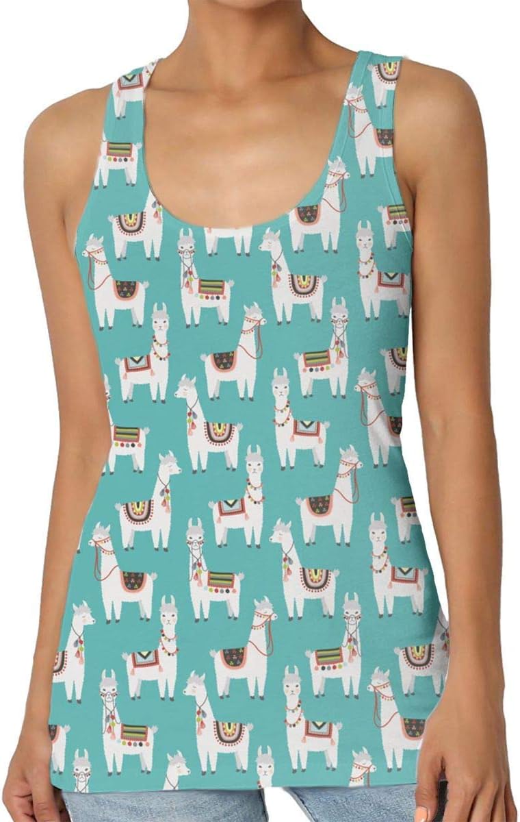 Henrnt Women's Yoga Tank Tops, No Prob-Llama Women Tank Top T-Shirt Funny Sleeveless Sport Vest Racerback