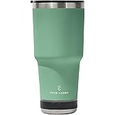 Go Caddy 28 oz Tumbler with Bluetooth Speaker, Insulated Stainless Steel Travel Cup with Lid, Hot & Cold Drink Beverage Container, Removable Speaker with Microphone, Rubber Base, Seafoam