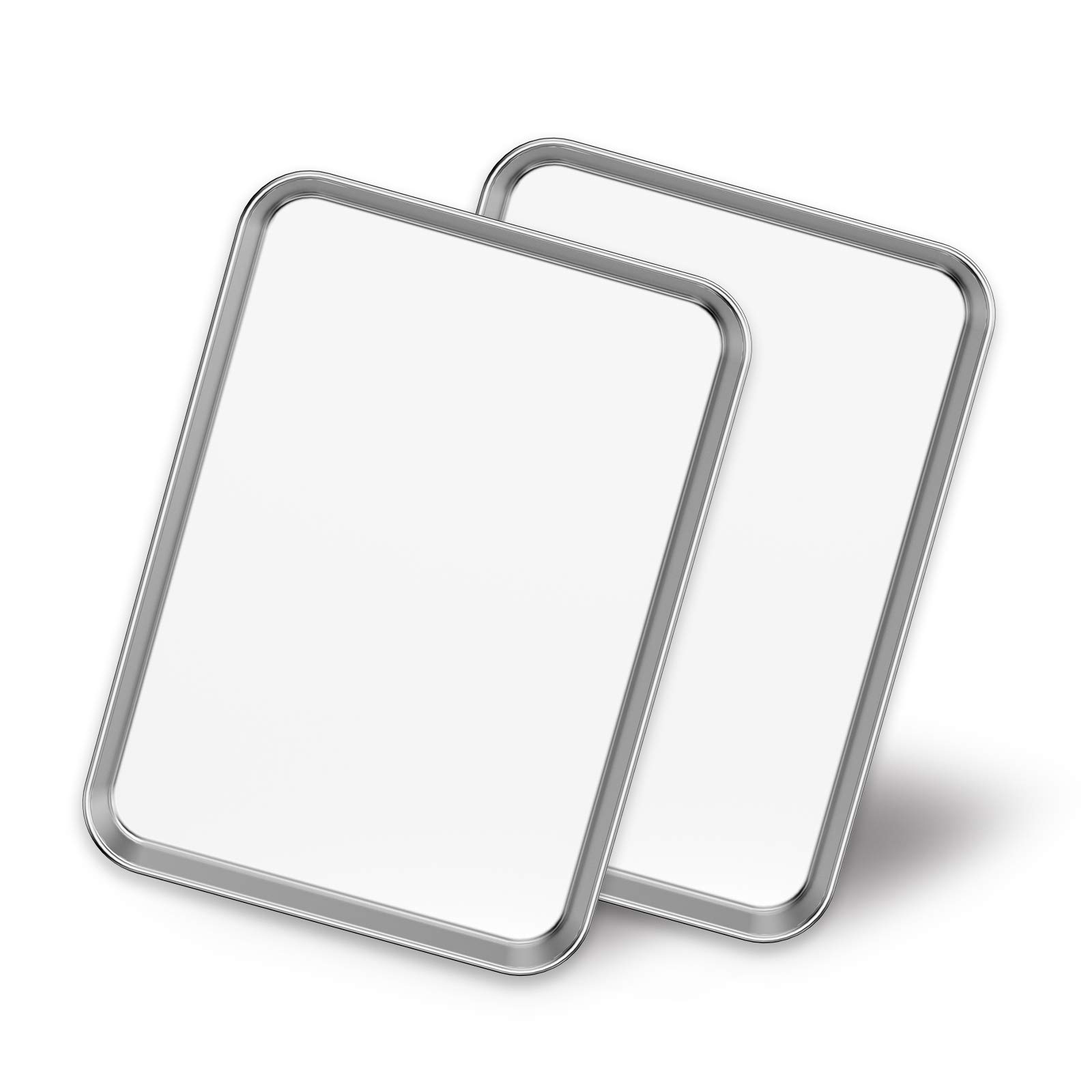 Photo 1 of Baking Sheets 2 Pieces, Bastwe Stainless Steel Baking Pan Tray Cookie Sheet, Rectangle Size 9 X 7 X 1 inch, Healthy & Non Toxic, Rust Free & Mirror Finish, Easy Clean & Dishwasher Safe