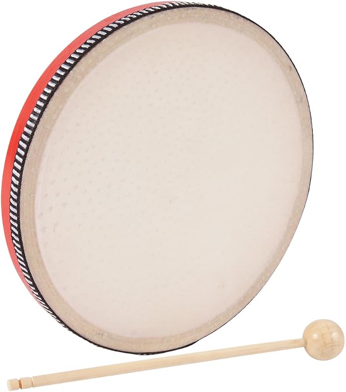 Lot De 3 Tambours à Main Accordables | 20,3cm 25,4cm 30,5cm | Peau Chèvre Naturelle | Cadre Bois | Batteurs Inclus