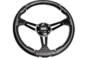 HUSKEY PARTS COMPANY Huskey Rally Style Carbon Fiber Steering Wheel with 13 Inch Diameter & UV Coated PVC Material Compatible with (EZGO-CLUB CAR-YAMAHA-WITHOUT ADAPTER)