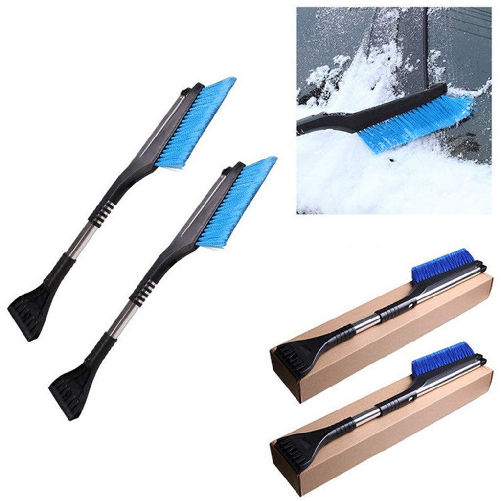 HeziCat 3 in 1 Snow Brush and Ice Scraper,Extendable Snow Brush with Squeegee & Ice Scraper Extendable Snow Brush Snow Brush Winter Deicing Tool (Blue)