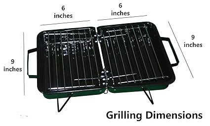 ATHENACREATIONS Charcoal Base Portable Carbon Steel Folding Barbeque Grill Toaster,Black
