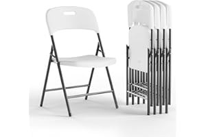 Ortus Collective Folding Chairs, 600lbs Capacity, Heavy-Duty Commercial Stackable Plastic Foldable Chairs for Indoor/Outside, Office, Kitchen, Party, Patio(White, 4 Pack)