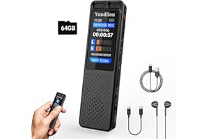 64GB Digital Voice Recorder with Playback, Vandlion 1536Kbps HD Audio, Voice Activated, Noise Reduction, Password – Up to 70 Hours Recording for Lectures, Meetings, Interviews