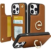 CUSTYPE for iPhone 14 Pro Max case Wallet with Card Holder, 180° Rotation Ring Holder Stand Card Slots Case,PU Leather Double Snap Cover with Wallet for iPhone 14 pro max 6.7 "-Brown
