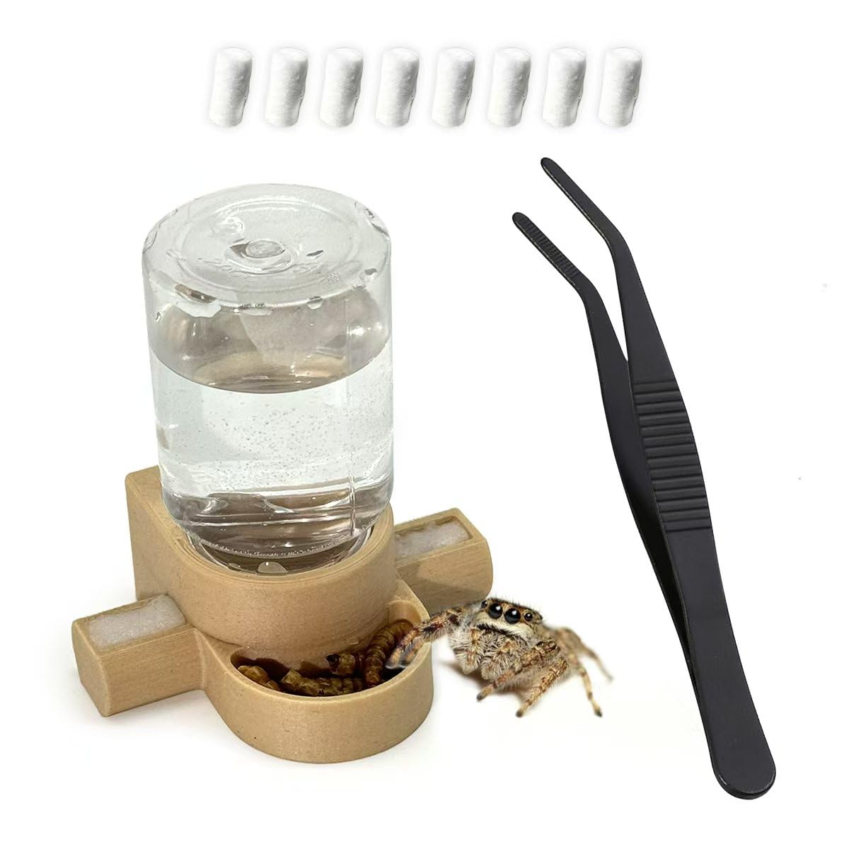 Photo 1 of Jumping Spider Accessories, Jumping Spider Water Dispenser, Magnetic Hanging Feeder with Tweezers for Jumping Spiders, Tarantulas, Praying, Mantises (Beige)