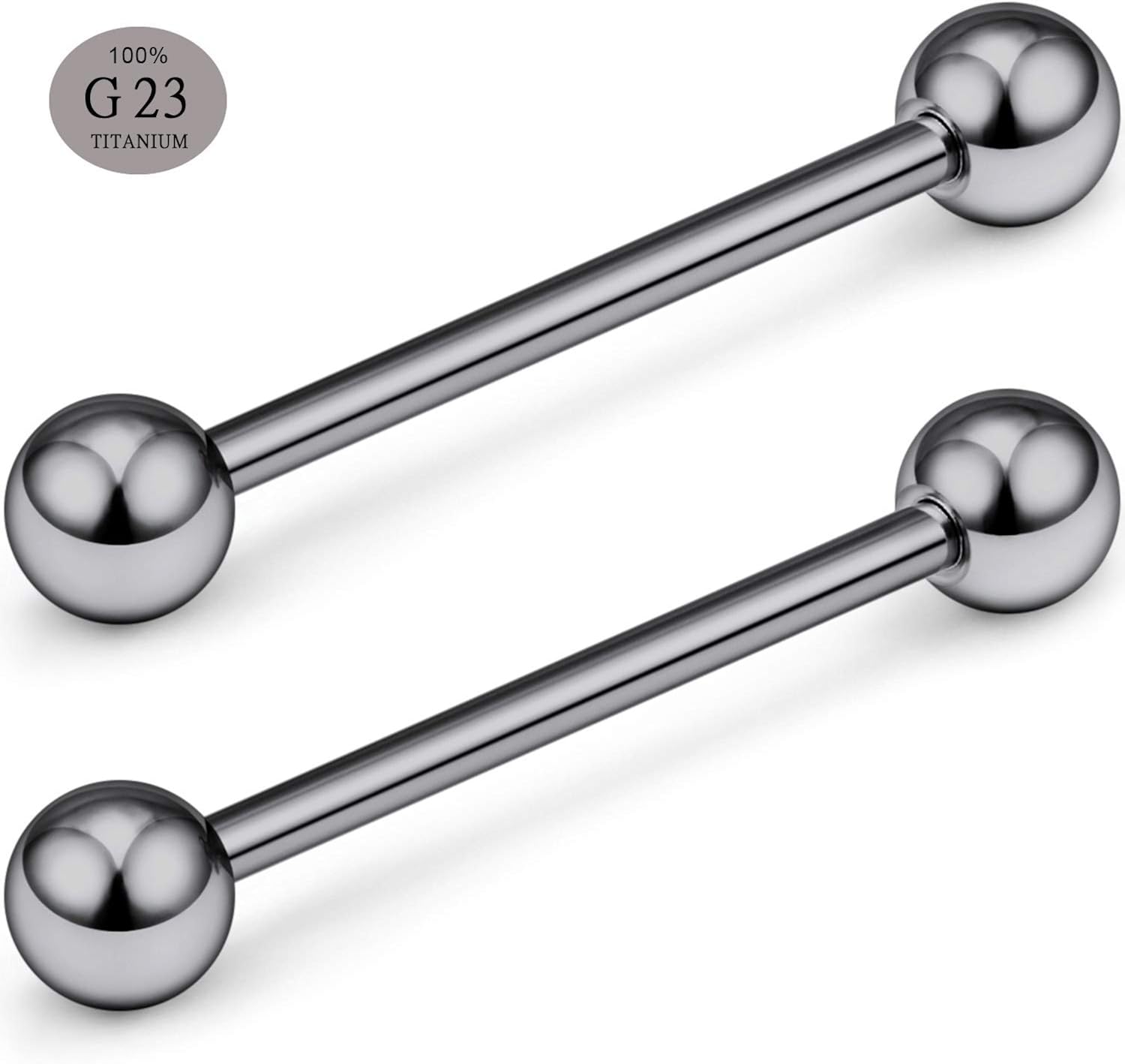 CIZME 1 Pair G23 Solid Titanium Tongue Bars Nipple Ring 16G 12/14/16mm Barbell Externally Threaded Piercing - Image 3