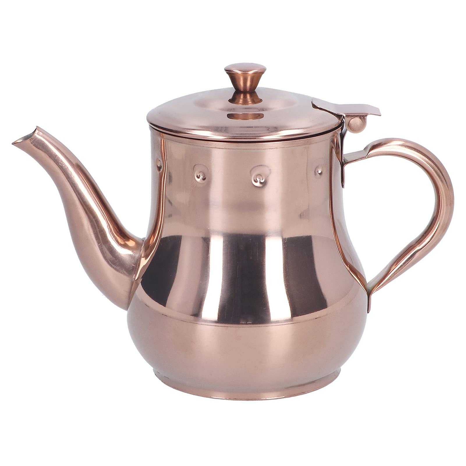 Rose Gold Tea Pot, Stainless Steel Teapot with Integrated Cover and Anti‑scalding Handle Design for Home, 500ML