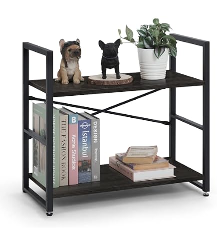 Giantex 5-Tier Industrial Bookshelf - 63.5" Tall Steel Frame Storage Shelves, Rustic Brown