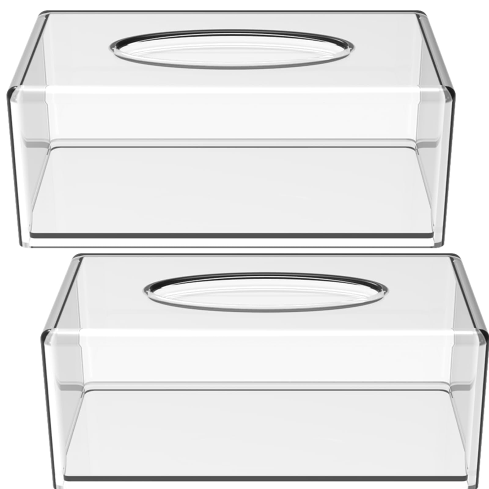 Photo 1 of Yopay 2 Pack Clear Tissue Dispenser Box, Large Facial Acrylic Tissue Box Cover Holder, Napkin Organizer for Bathroom, Kitchen and Office Room, Rectangle, 10" L X 5.3" W X 4.3" H
