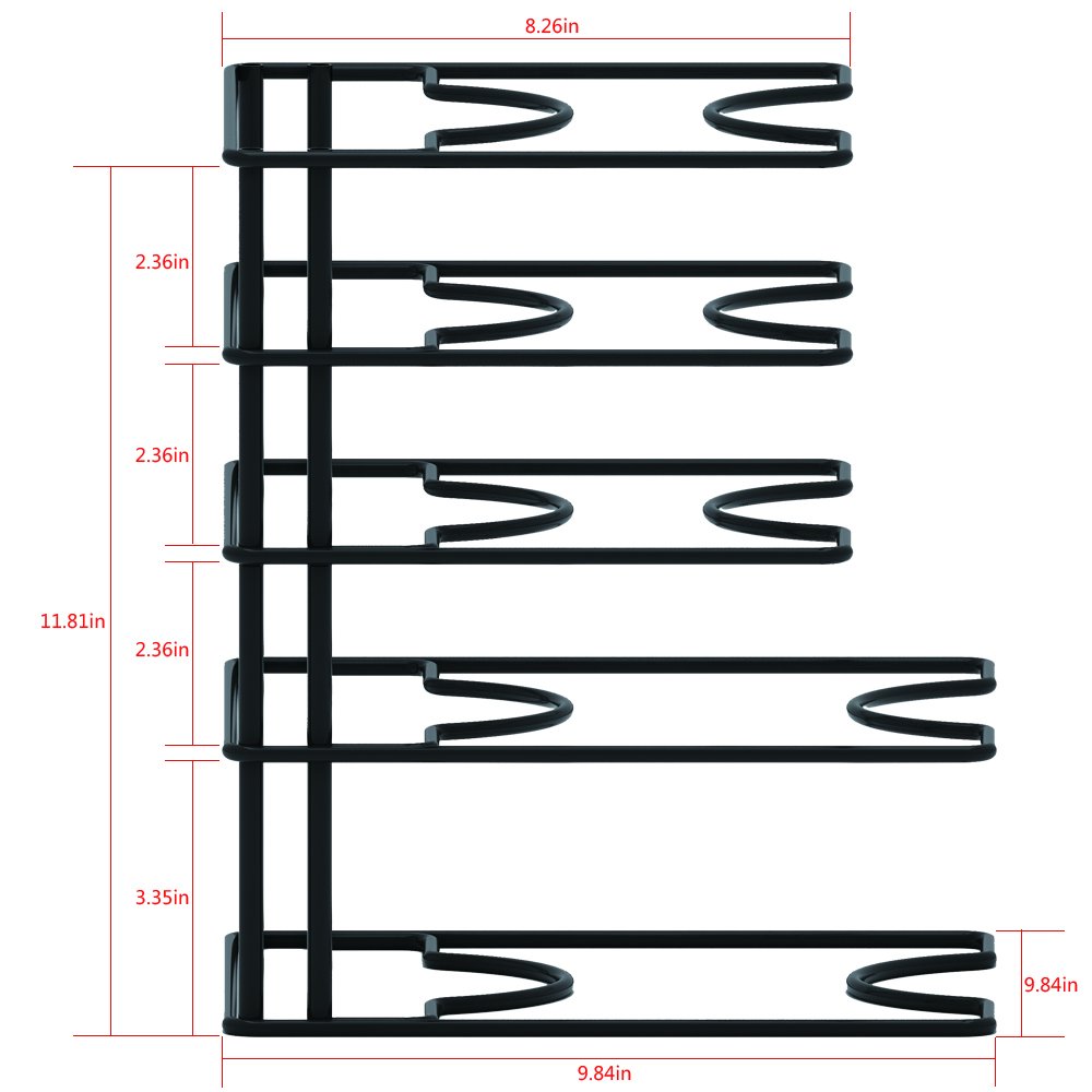 ZESPROKA Kitchen Cabinet Pot and Pan Organizer, Pot Lid Rack, Black