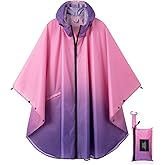Rain Poncho Jacket Coat Hooded Zipper Style for Women/Men/Adult with Pocket