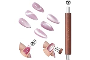 SAVILAND Essentials 5X Ultra-Strong Magnatic Nail Magnet: Double-Headed Cat Eye Magnet Wooden Handle Magnet for Cat Eye Gel Polish Portable Nail Magnets for Nail Art Design DIY Home