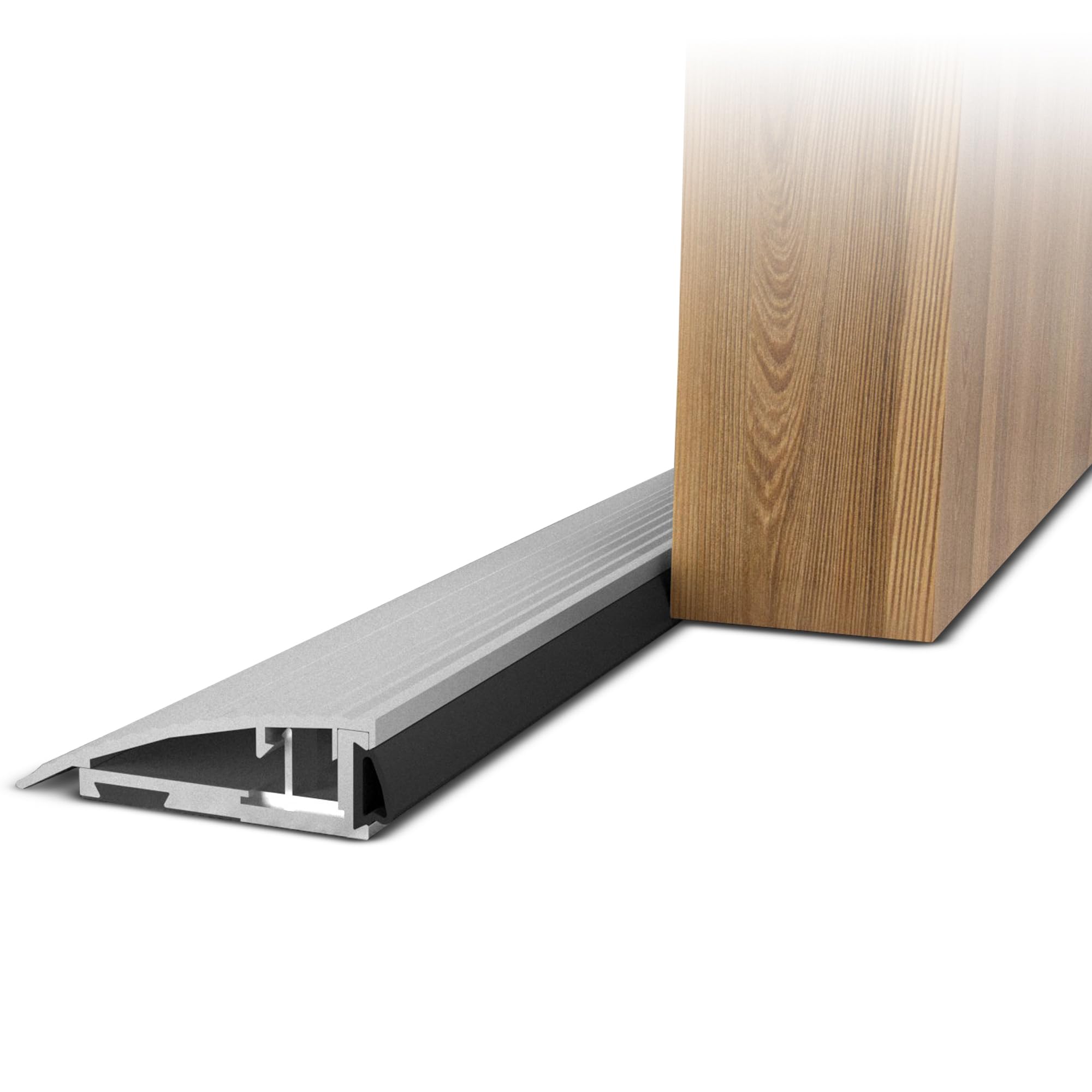 ALUMAT Sealing Rail, Floor Threshold 63/18 Two-Piece, with EV 1 Anodised Cover, for Subsequent Door Hinge on Level Flooring, Door Threshold Profile with Rubber Seal
