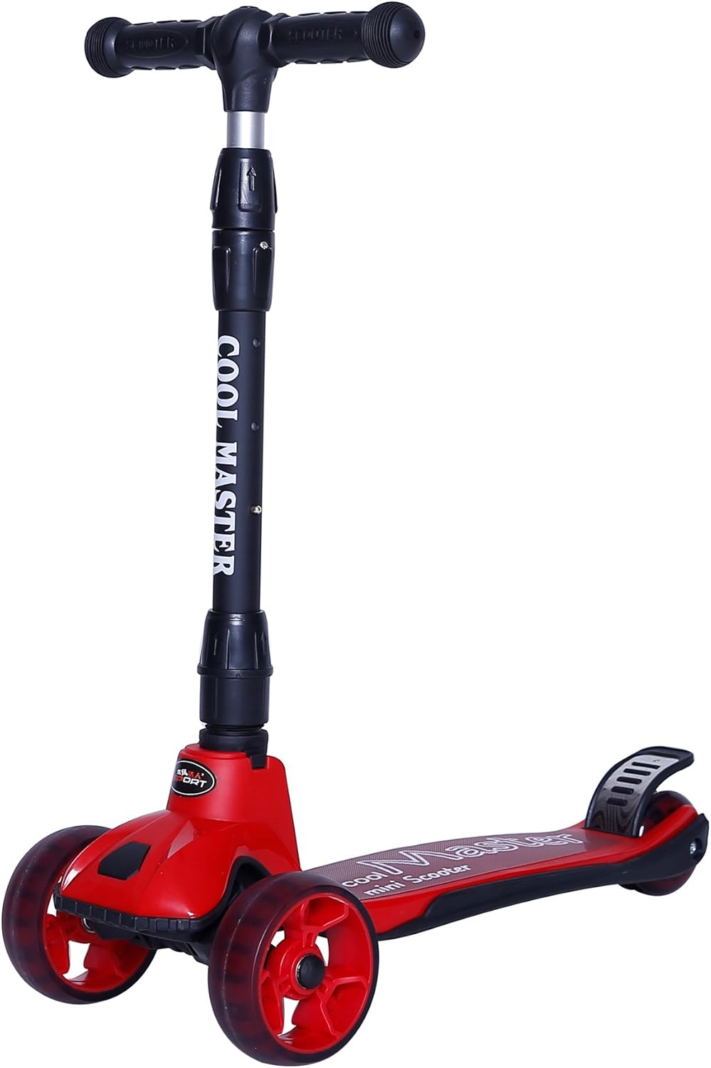 Amazon 三輪キックボード子供用 キックスクーター ３輪折り畳み式 ハンドル高さ調整可 光るタイヤ 後輪ブレーキ付き 3 8歳に向け レッド キックスクーター おもちゃ