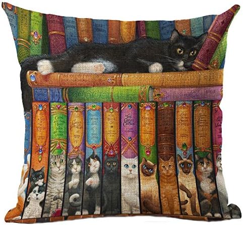 Proven Cat Books Decorative Pillow Case 18 x 18 inch