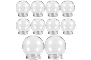 Garneck 10pcs Clear Plastic Snow Globes Christmas Transparen Water Globes with Screw Caps for Xmas DIY Craft Projects Holiday