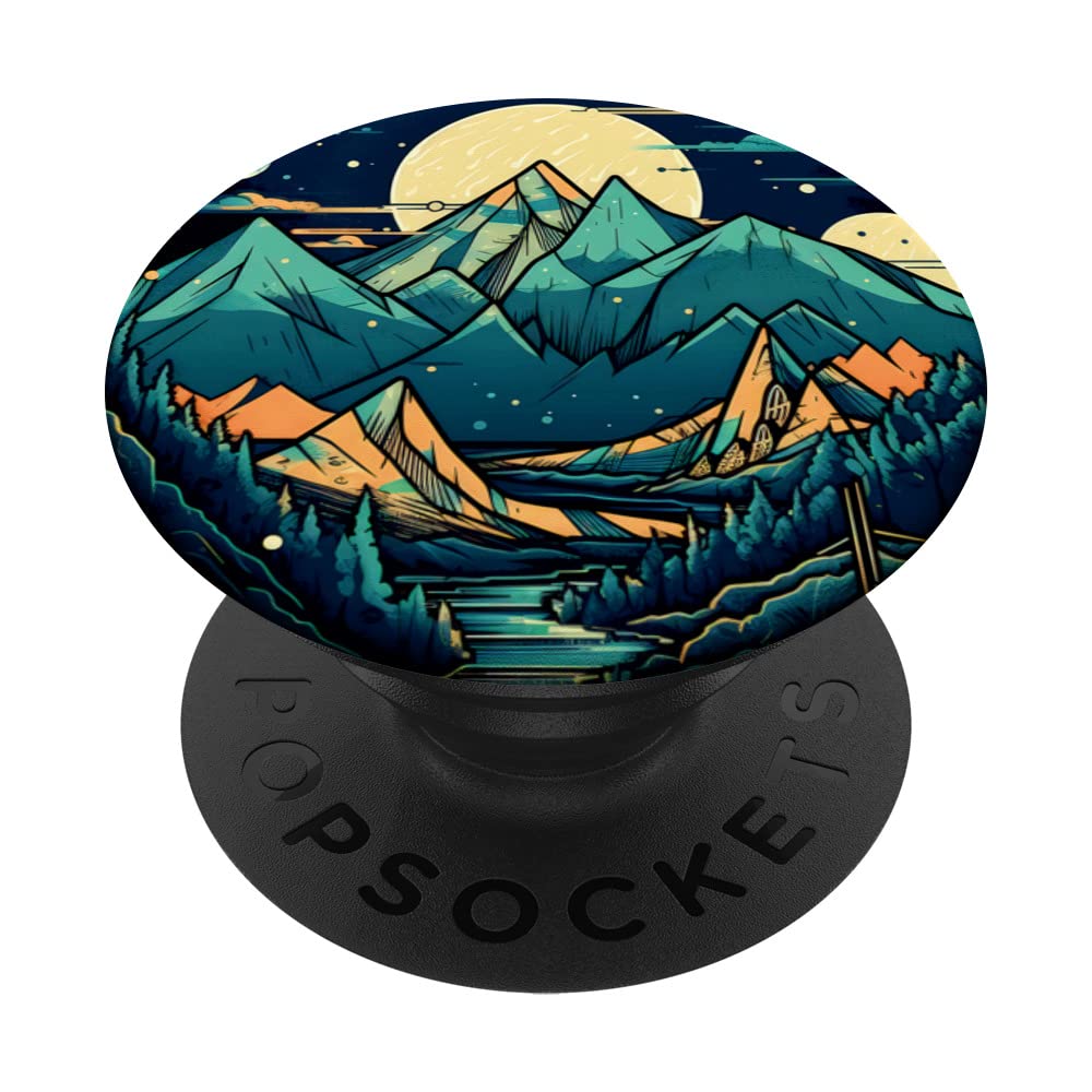Mountain Boho Flower Floral Sunset Moon Night Western Chic PopSockets Swappable PopGrip