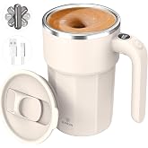 Self Stirring Coffee Mug, 12oz Rechargeable Magnetic Mixing Cup with Temperature Display, 316 Stainless Steel Electric Stirri