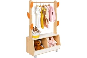 OOOK Tree Kids Dress Up Rack, Dress Up Storage for Toddlers, Kids' Costume Organizer Center with Storage Cabinet, Suitable fo
