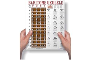 Laminated Baritone Ukulele Fretboard & Chord Chart Easy Instructional Poster Bari Uke Notebook 8.5"x11" | A New Song Music