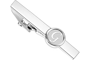 AMITER 26 Letters Tie Clip and Cufflinks for Men, Initial Tie Bar & Cuff Links Set Necktie Clip for Business, Wedding, Anniversary