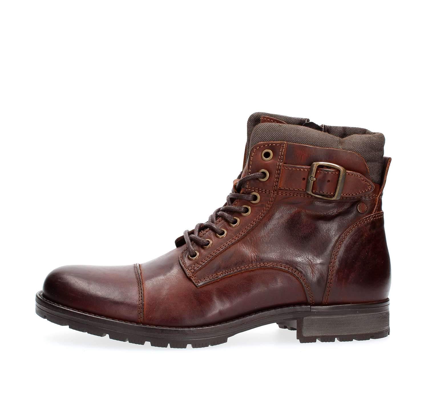 JACK & JONES Jfwalbany Leather Brown Stone Sts, Men’s Biker Boots, Brown, 10 UK (44 EU)