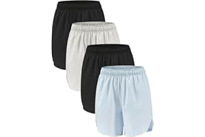 ATTIQOZI 4 Pack Girls Athletic Shorts,Girls Basketball Shorts,Kids Workout Soccer Short for Girl with Drawstring & Pockets