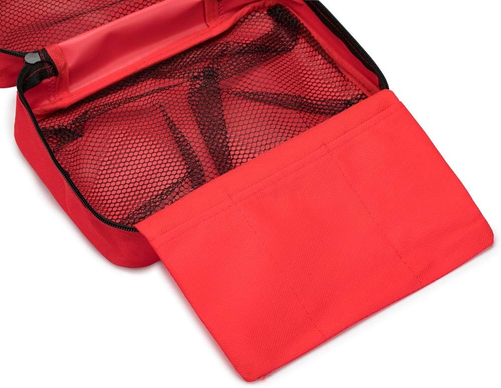 Jipemtra Red First Aid Bag Empty Travel Rescue Bag Empty Pouch First Responder Storage Compact Survival Medicine Bag Pocket Container for Car Home Office Kitchen Sport Outdoors (Red with Handles): Health & Personal Care