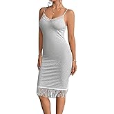 Banamic Women's Full Slip Under Dress Camisole Mini Dress Knee Length Slips Nightwear