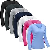 Womens Long Sleeve Workout Tops Moisture Wicking Athletic Shirts Running Quick Dry V Neck T Shirts for Women