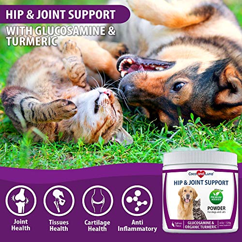 Glucosamine for Dogs and Cats Hip and Joint Support for Dogs and Cats with Organic Turmeric
